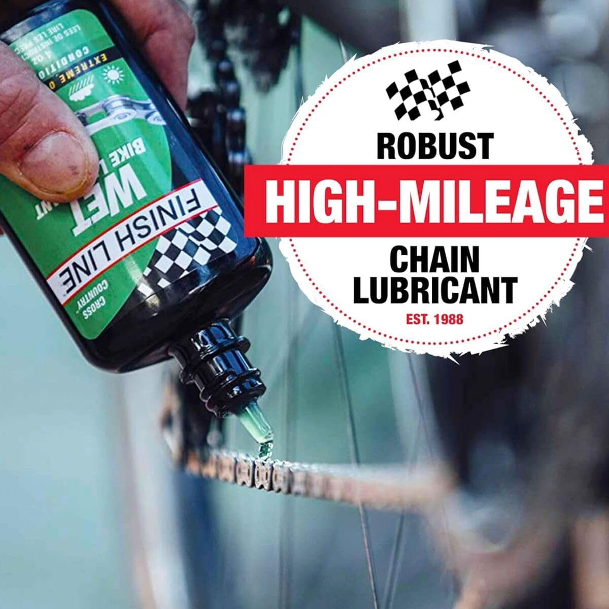 Finish Line WET Bicycle Chain Lube, 4-Ounce Drip Squeeze Bottle