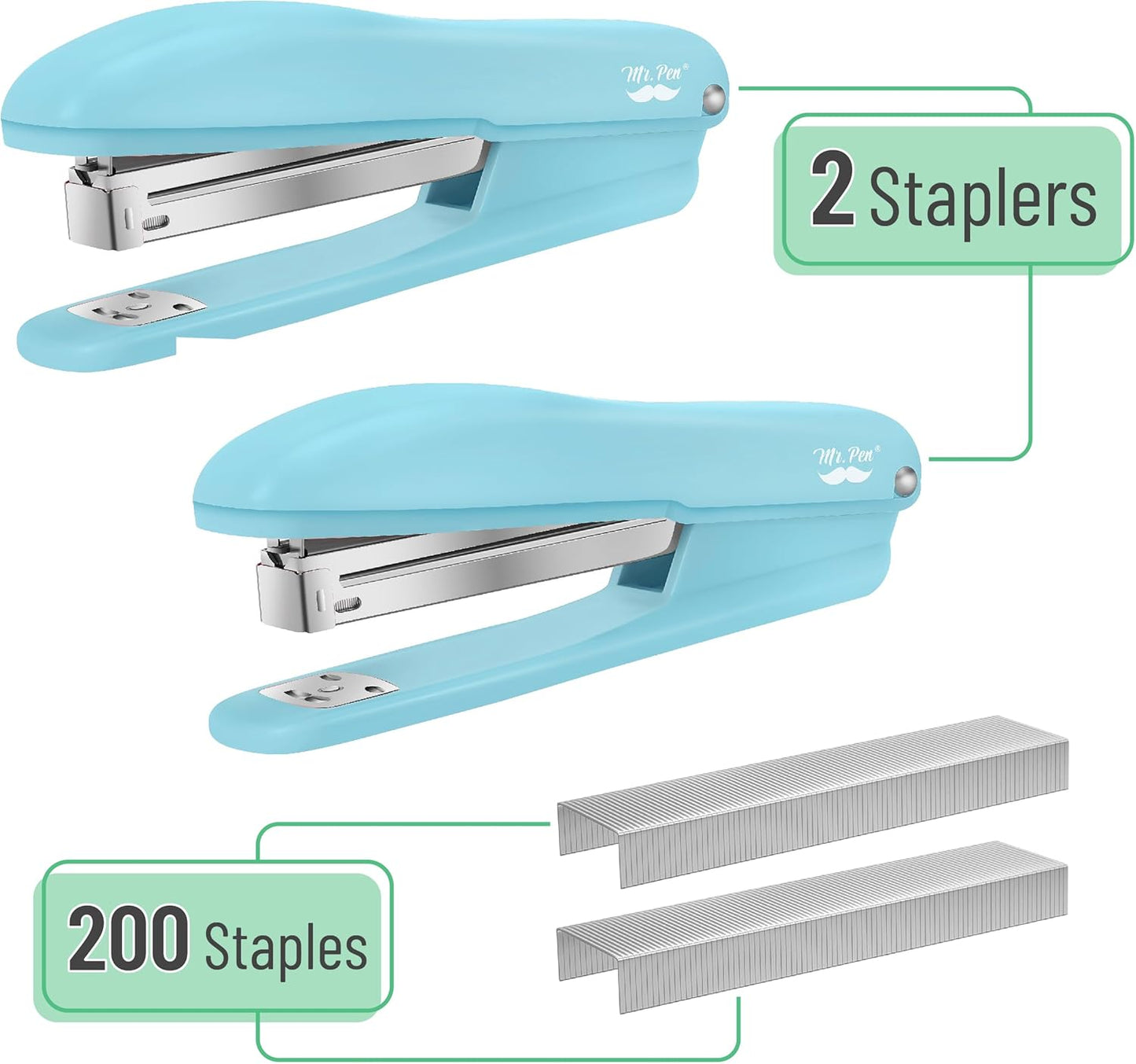 Mr. Pen- Staplers with 200 Staples, 20 Sheet Capacity, Pack of 2, Staplers for Desk, Office Stapler, Desk Stapler, Stapler with Staples, Black Stapler, Paper Stapler, Stapler and Staples