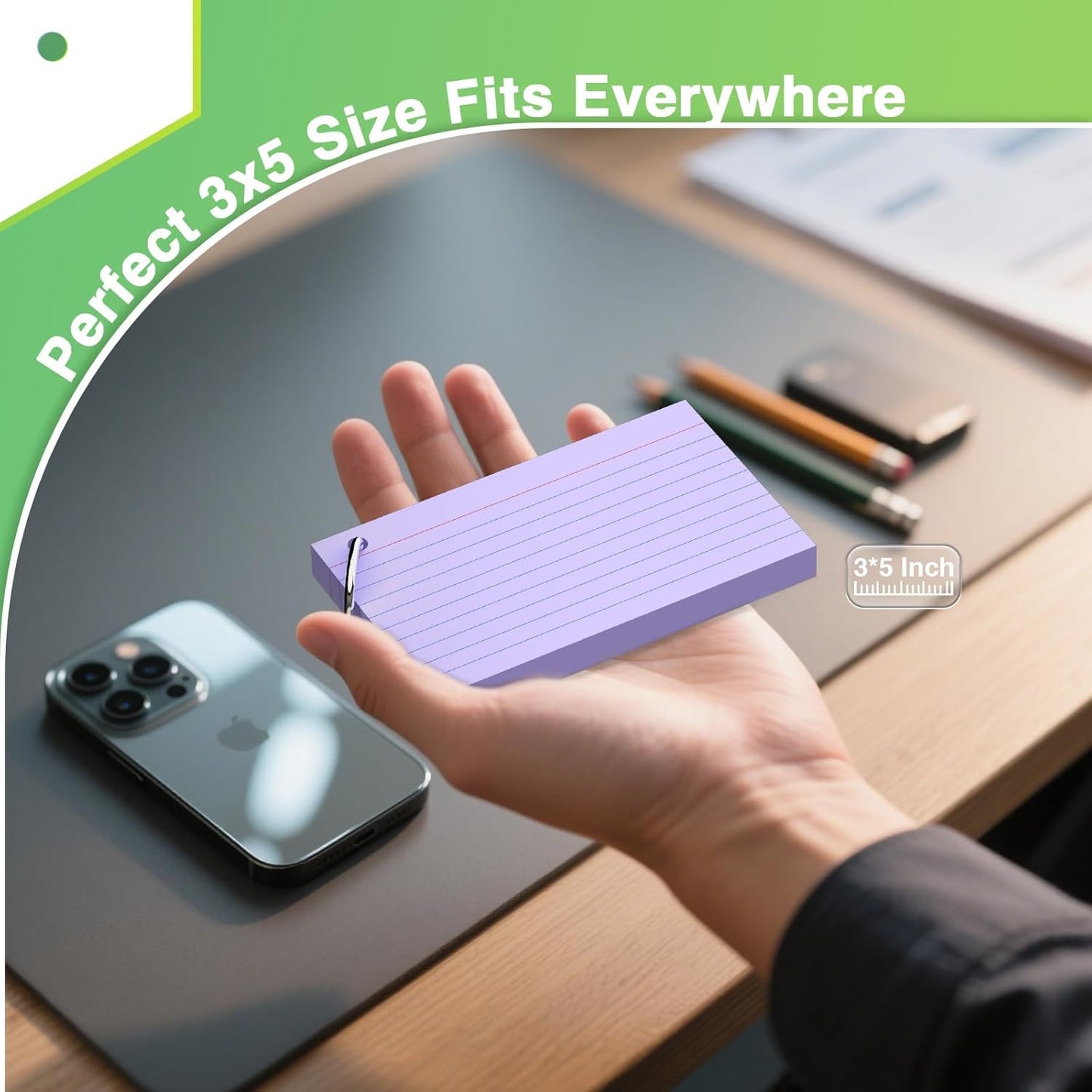 250 Count Pink Index Cards with Ring 3 x 5 Inch Heavyweight Ruled Index Cards, Flash Cards for School & Office Supplies and Home Organization, Durable Study To Do List Note Cards with Ruled Lines