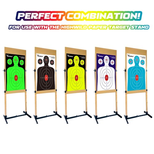 Highwild Shooting Range Silhouette Paper Target - 17X25 Inches (50 Pack, Multi Color)