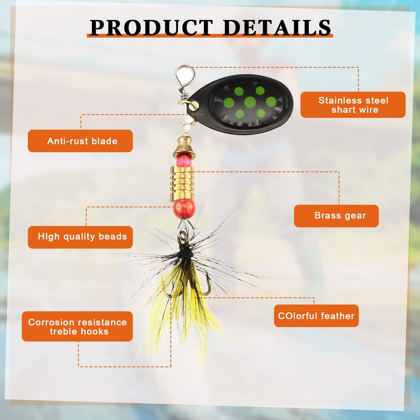 100 Pcs Fishing Lures Spinner Baits Metal Trout Lures Fishing Spinners and Spinnerbaits Metal Baits Kit with 4 Pcs Tackle Box for Salmon Bass Walleye Crappie