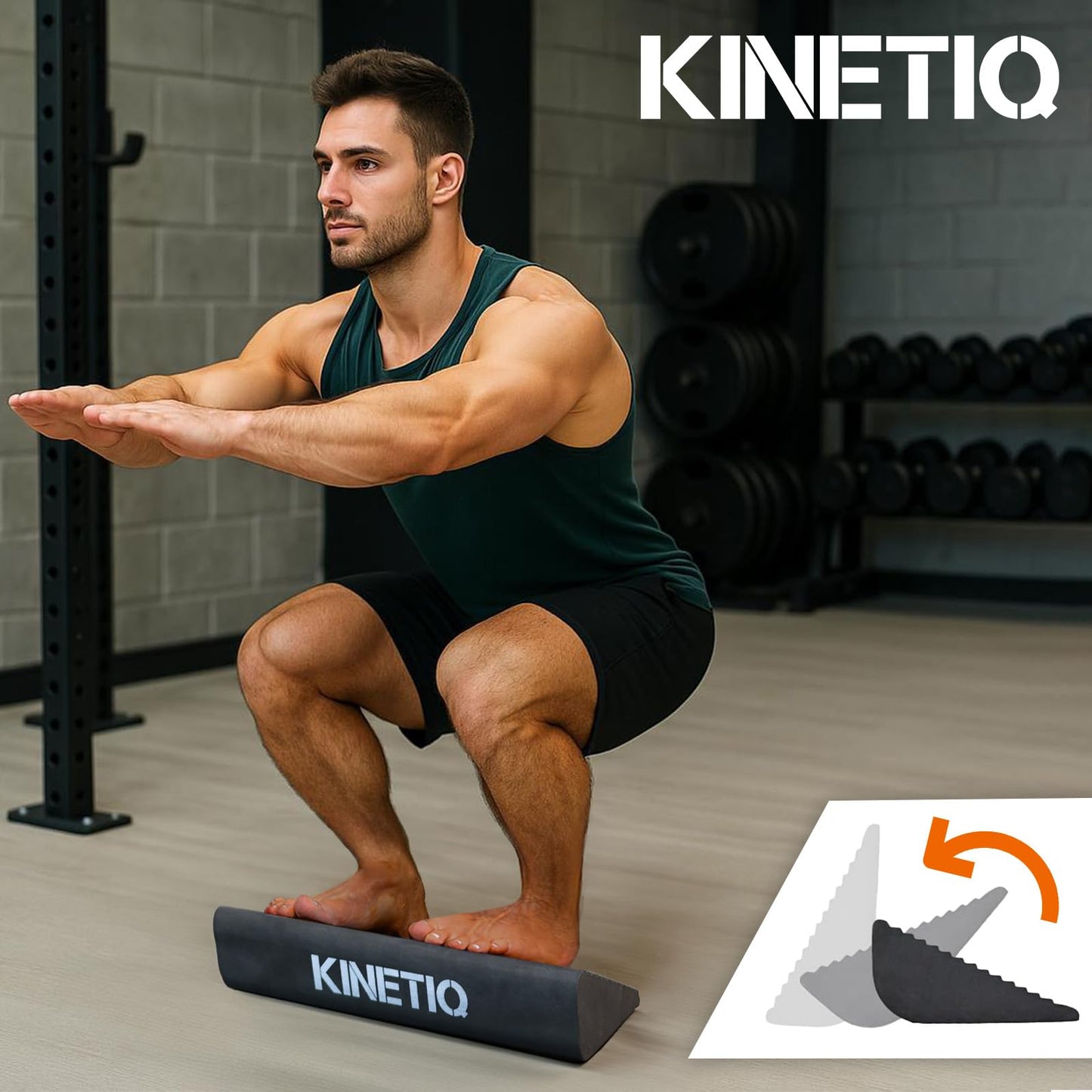 KINETIQ Plantar Fasciitis Relief Foot And Calf Stretcher - Ankle Strengthener, Achilles Tendonitis Relief, Calf Roller, Incline Board for Calf Stretching, Foot Rocker, Rocking Slant Board, Ankle Rehab