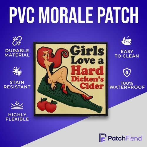 'Hard Dicken's Cider' Humorous Funny PVC Patch: Custom Patches - Tactical Patch for Morale Patch Collectors, Military, Meme Lovers, Anime 3D PVC Patches Tactical