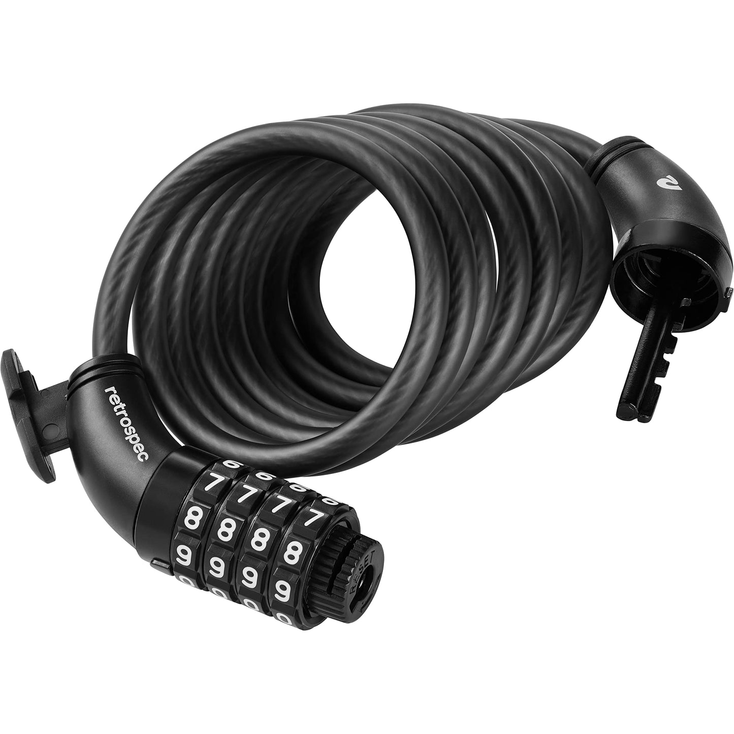 Retrospec Grizzly Bike Lock - 6ft Anti-Theft Cable with 4-Digit Combination & Mounting Bracket - Secure Mountain & eBike Accessory