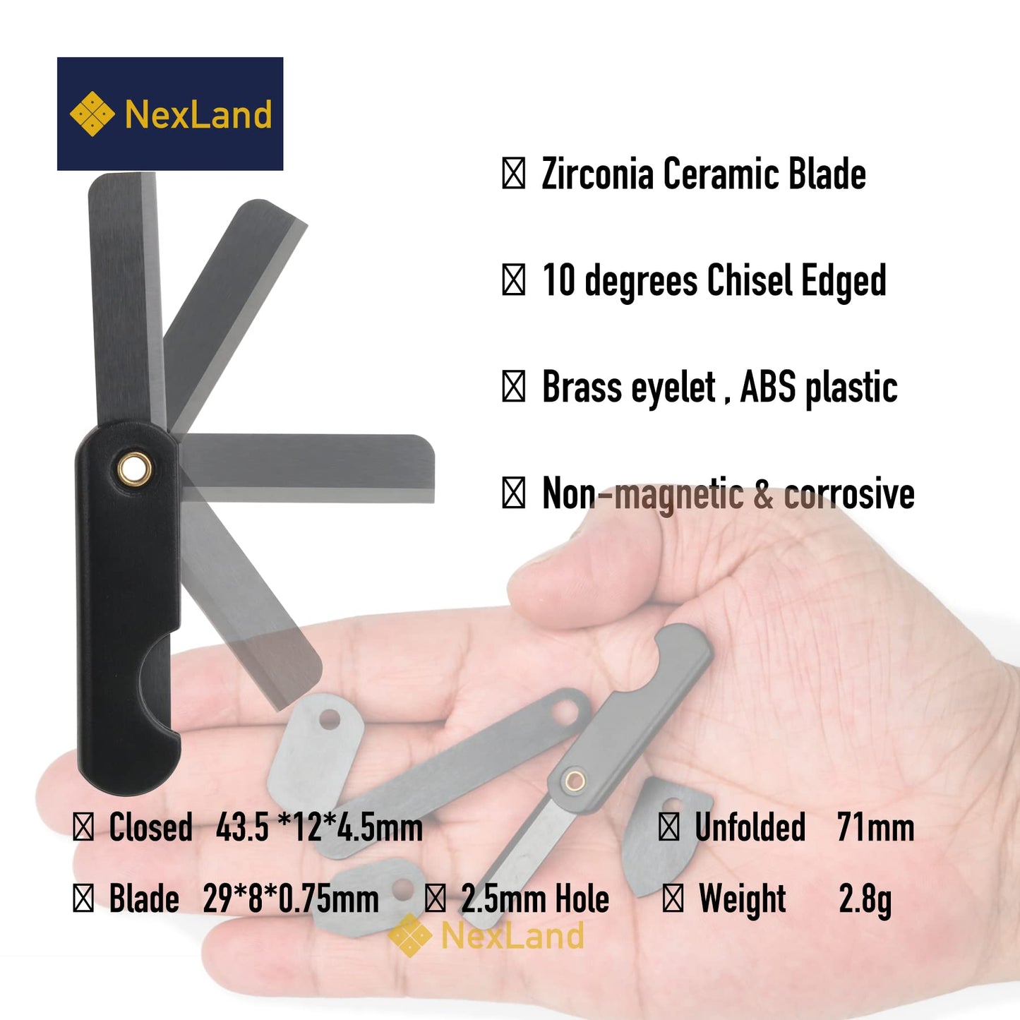 NexLand CK1 Folding Ceramic Razor Blade, Micro EDC Escape Knife Survival Tool 2pcs