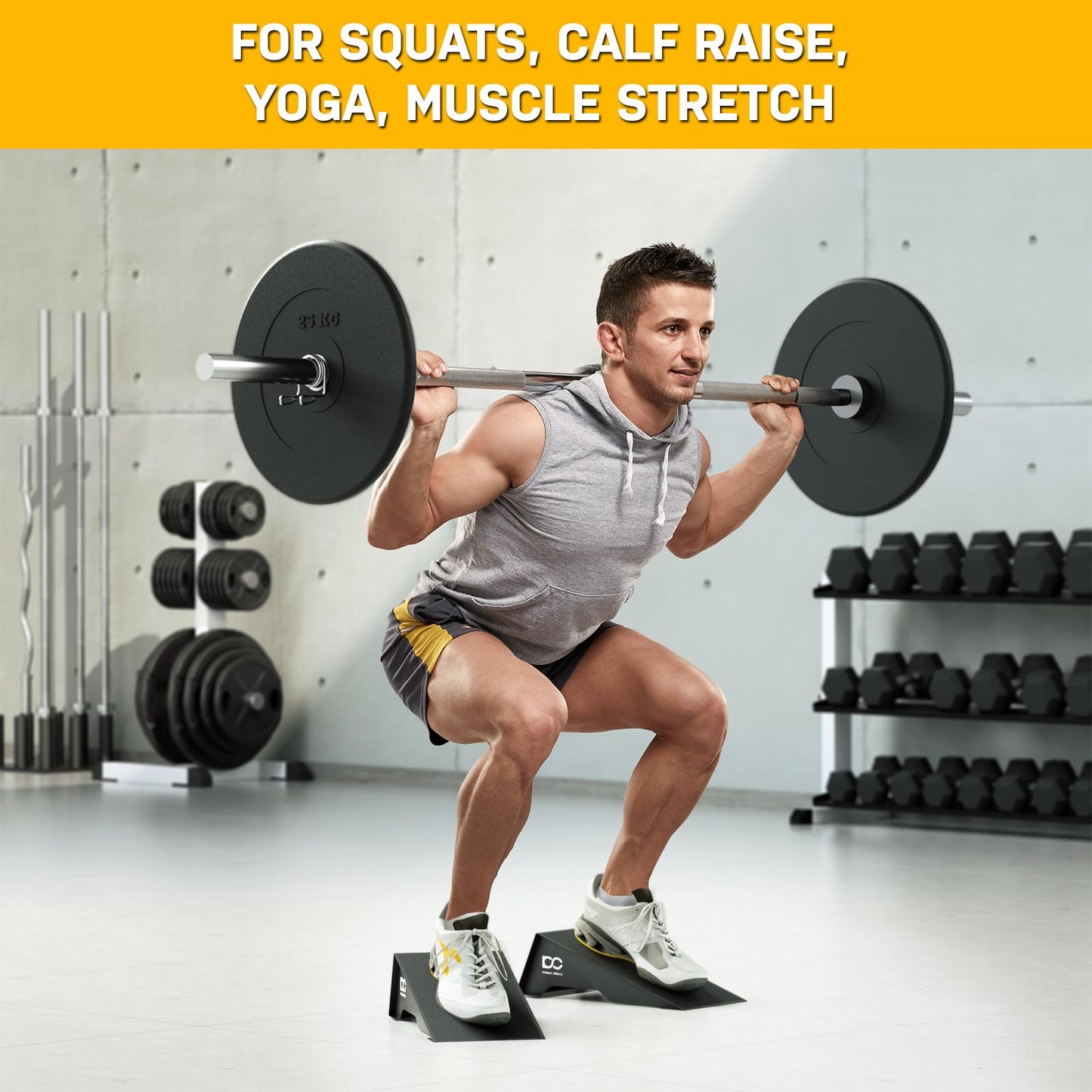 Double Circle Squat Wedge – Professional Squat Ramp for Weightlifting and Fitness – Squat Platform for Heel Elevated Squats and Calf Raises – Heavy-Duty Anti-Slip Squat Blocks