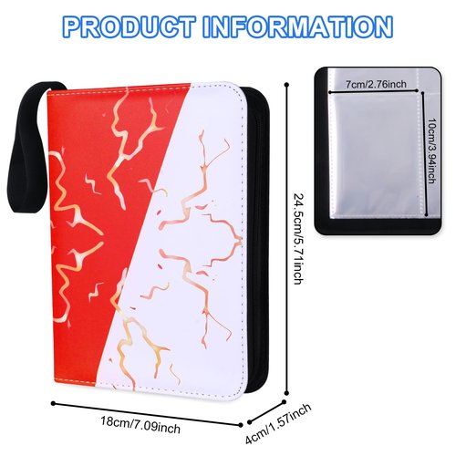 Awedsu Collectible Trading Card Albums,Collectible Trading Card Protective Sleeves,Card Binder 4-Pocket,400 Pockets Card Case Holder for TCG,Sports Card. (Red Blue)