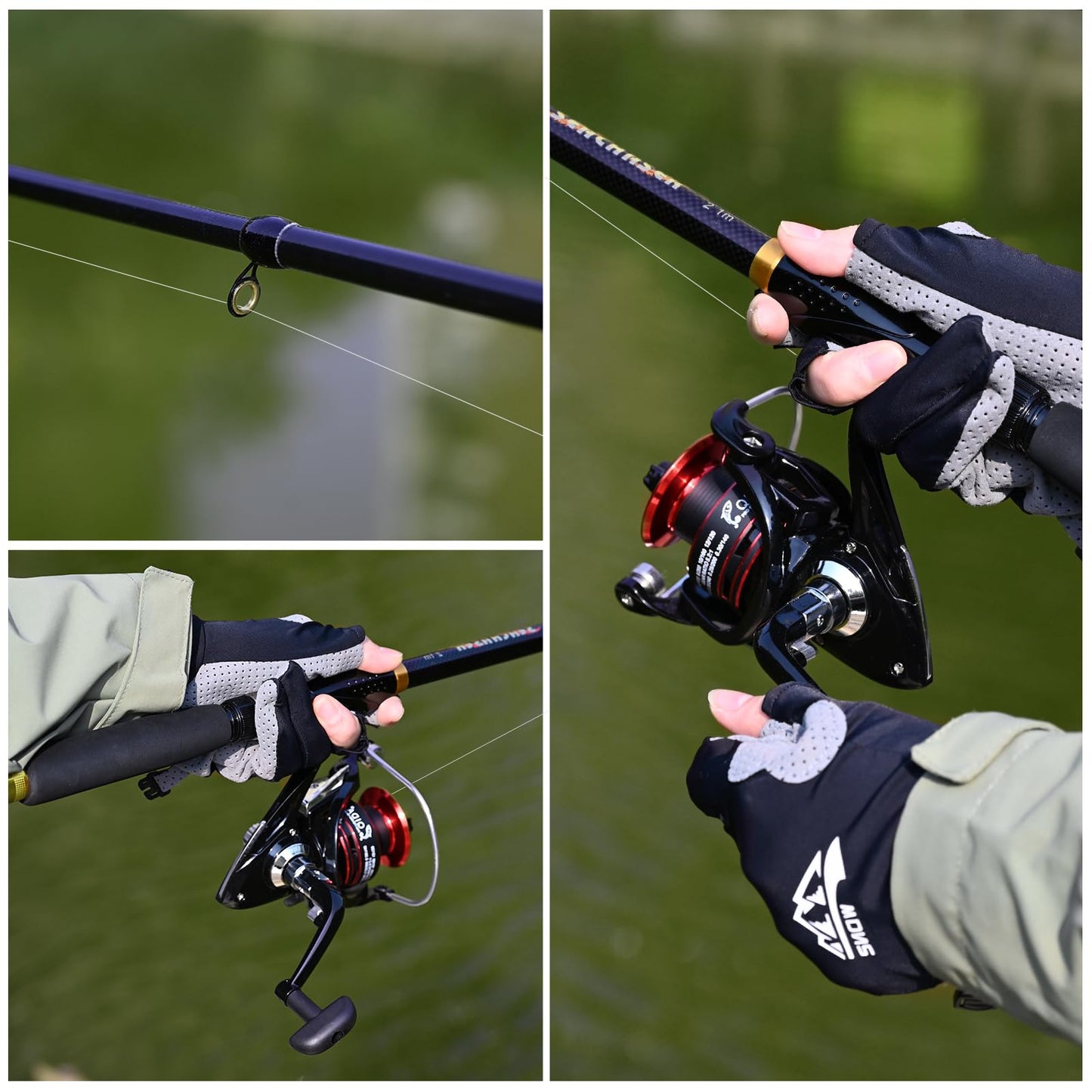 Kalynsung 6.89ft Fishing Rod and Reel Combo, 2PCS Telescopic Carbon Fiber Fishing Rod, Spinning Reels *2, Fishing Line *2, Fishing Hooks Bait Set, Portable Fishing Pole Set with Carrier Bag