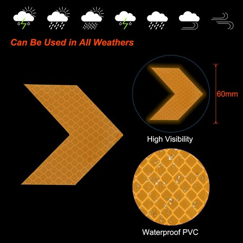 PATIKIL Reflective Stickers, 30 Pcs Safety High Visibility Reflective Sticker Waterproof Driveway Reflectors for Bicycle, Motorcycle, Fluorescent Yellow (Arrow)