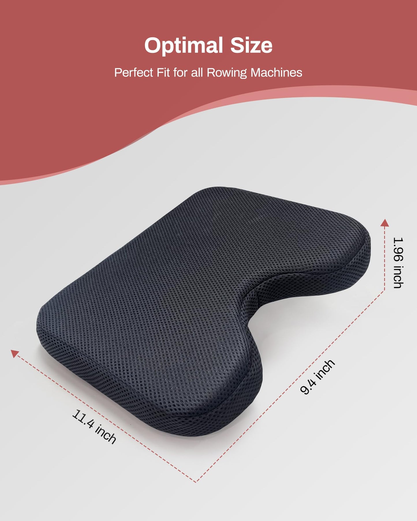 UTRYUP Rowing Machine Seat Cushion, Custom Memory Foam for Perfectly Fit, Washable Cover with Anti-Slip Fastening Strap, Compatible UTRYUP & Concept 2 and Other Row Machines - Rower Accessories Black
