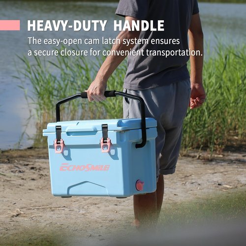 EchoSmile 12/18 Quart Rotomolded Cooler, Portable Hard Ice Chest, Suit for BBQ, Camping, Pincnic