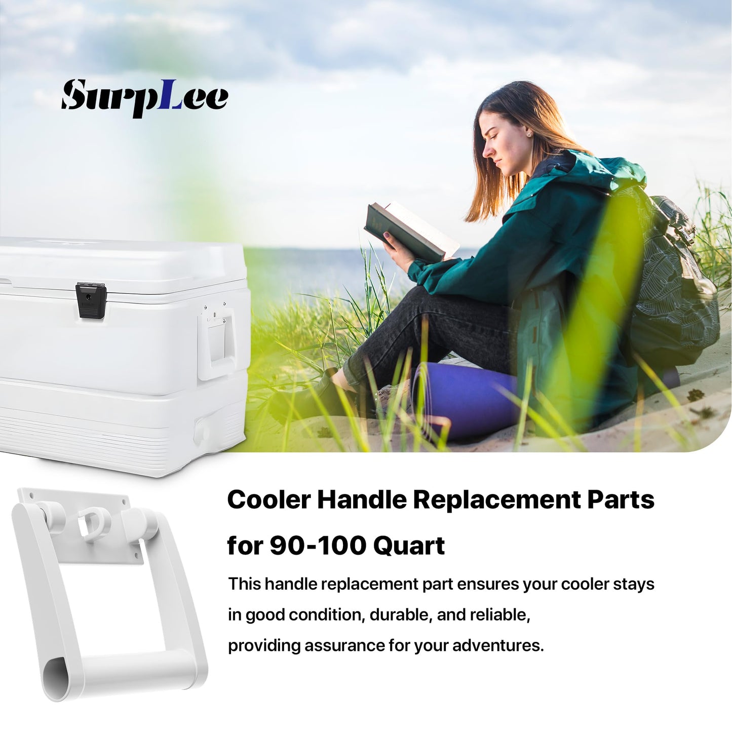 21025 Replacement Handles for Coolers,Compatible with 90-100 Qt Coolers,High Strength Plastic Handles & Screws Replacement Parts-2 Pack