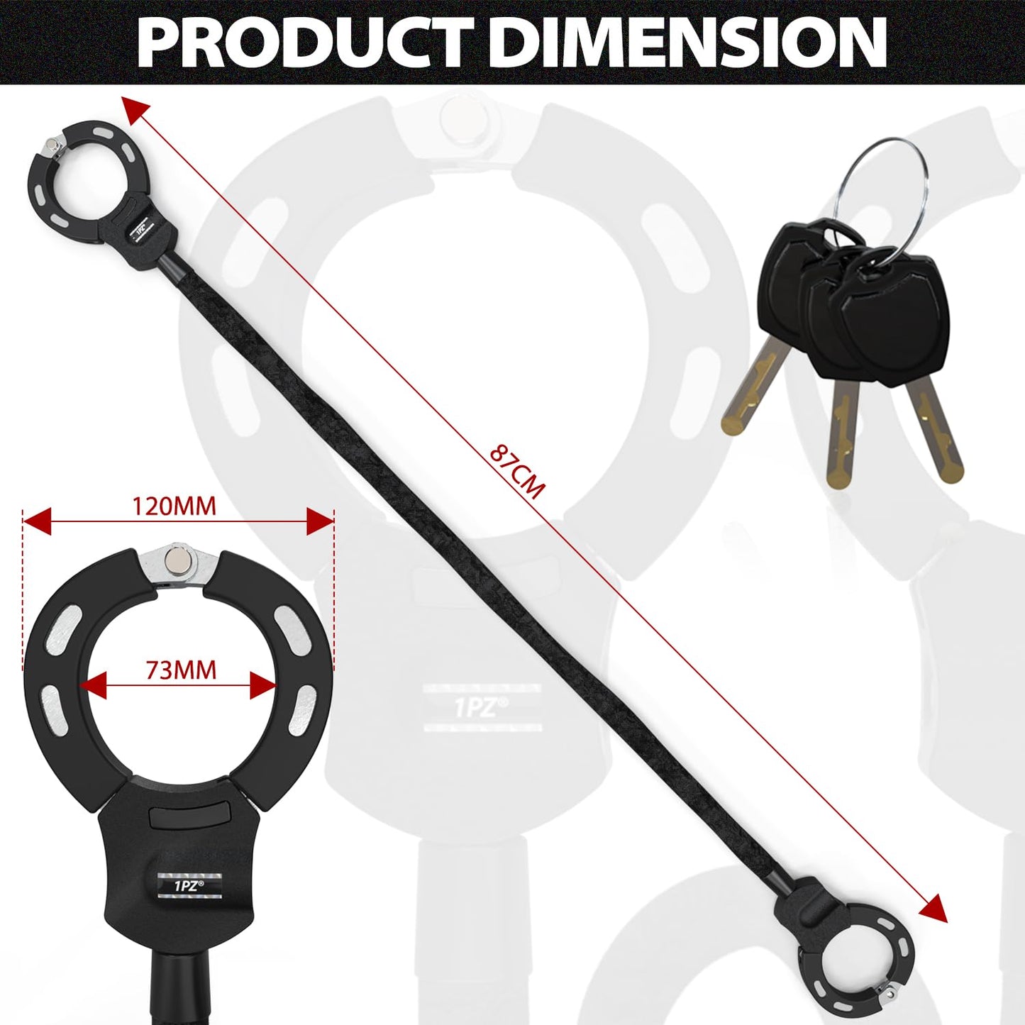 1PZ SLA-D3S Scooter Locks Anti Theft Bike Chain Lock Best Electric Scooter Lock Replacement for Segway Ninebot Xiaomi Razor and Bicycle Lock Cable Accessories