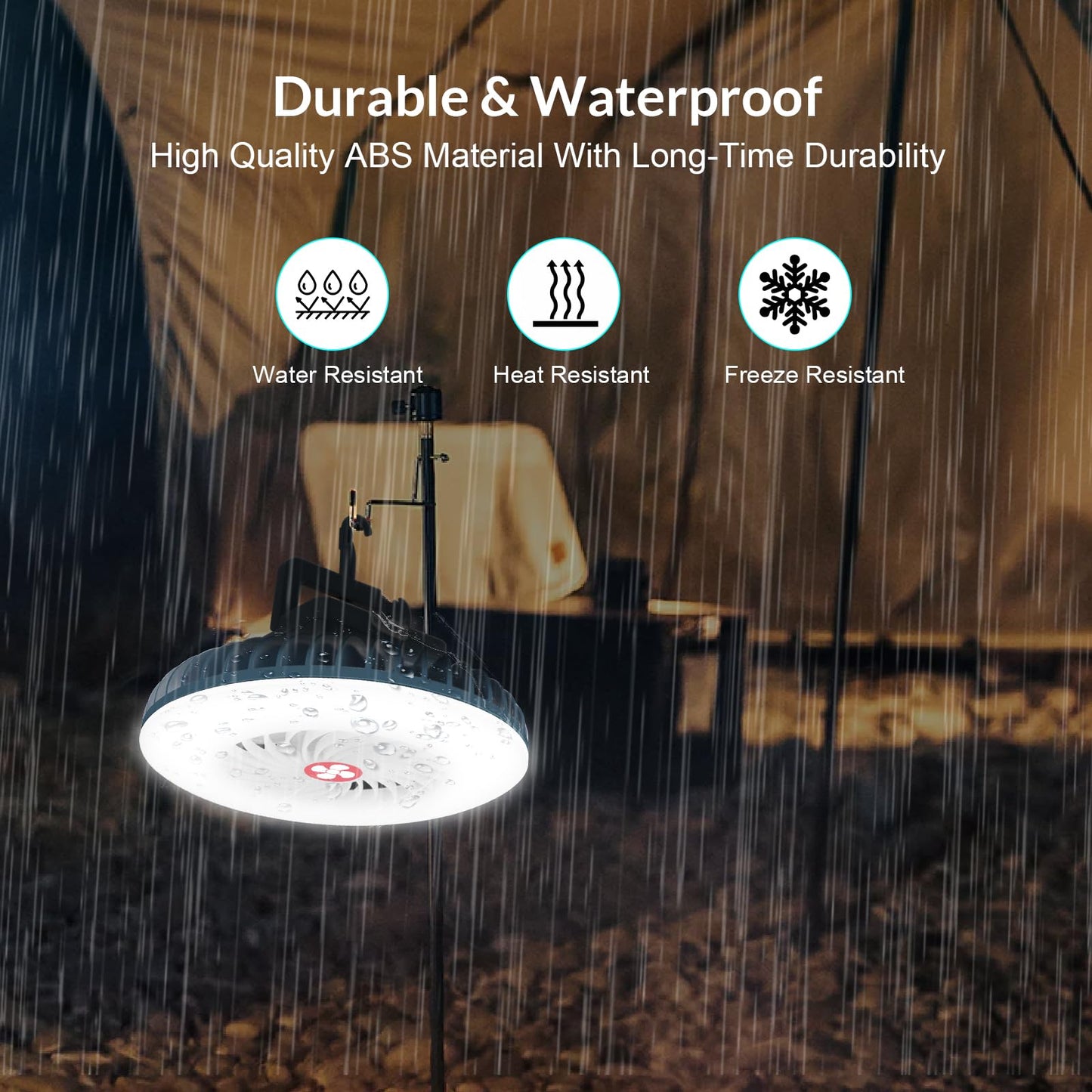 2 Packs Portable Camping Fan with LED Lantern,USB Rechargeable for Phone Waterproof Tent Fan with Hanging Hook Magnet Survival Kits for Indoor Outdoor Hiking Car Office Desk Outdoor Emergency Power