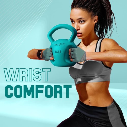 Yes4All Kettlebell 10&15lb Weight with Wide Multigrip Handle for Dumbbell Weights Exercises, Full Body Workout Equipment - 15lbs - Green