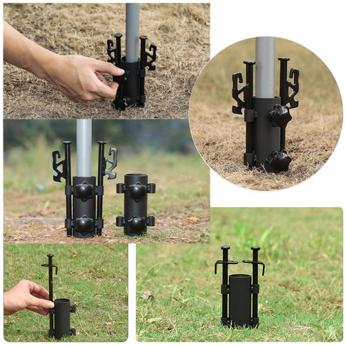SquEqu Tent Poles Holder Tarp Poles Holder Feet Double Tent Stakes Stabilizer Fastener for Tarp Poles Canopy Camping Tent Stakes Pegs Awning Poles Hammock Rain Fly Shelter Keep Tent Stable
