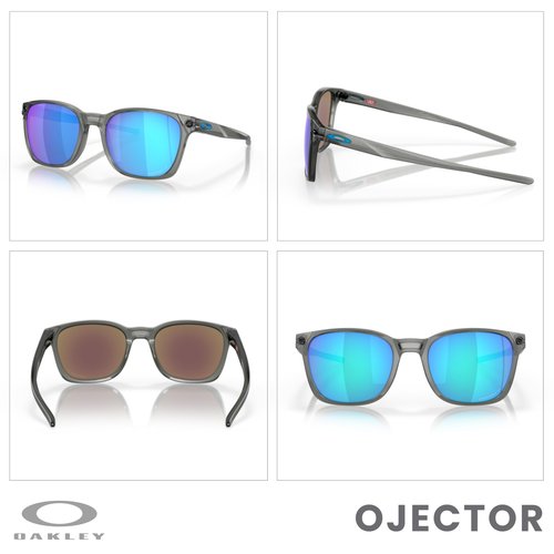 Oakley Ojector OO9018 901814 55MM Grey Ink/Prizm Sapphire Polarized Rectangular Sunglasses for Men + BUNDLE Accessory Leash Kit, Microfiber Pouch+BUNDLE Accessory Leash +BUNDLE ACCESSORY EYEWEAR Kit