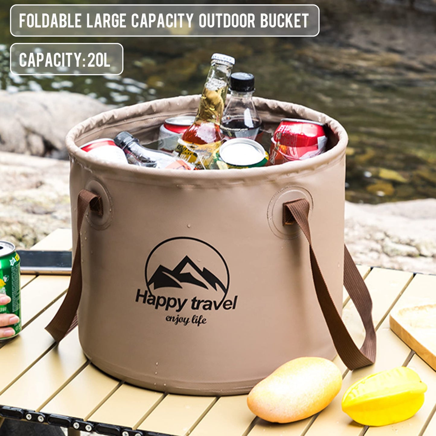 aiGear Collapsible Bucket 5.3 Gallon Portable Camping Outdoor Buckets Water Container Basin Foldable for Camping Hiking Travel Foot Soaking Fishing (CB20GN)