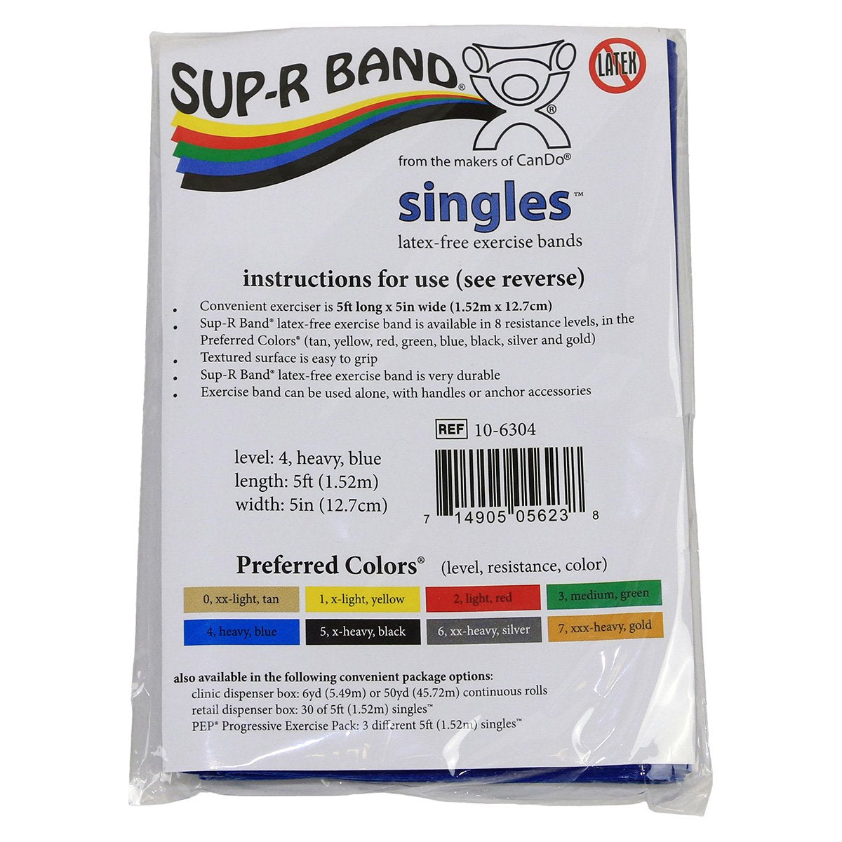 CanDo 10-6323 Sup-R Latex Free Exercise Band, 50yds Length, Green-Medium