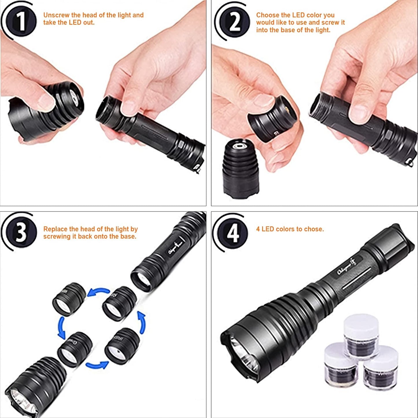 KL41Plus Hunting Flashlight Kit with Red Green IR850 White Interchangeable Modules, Long Range Scope Mount Predator Light with Remote Pressure Switch for Coyote Hog Varmint Night Hunt