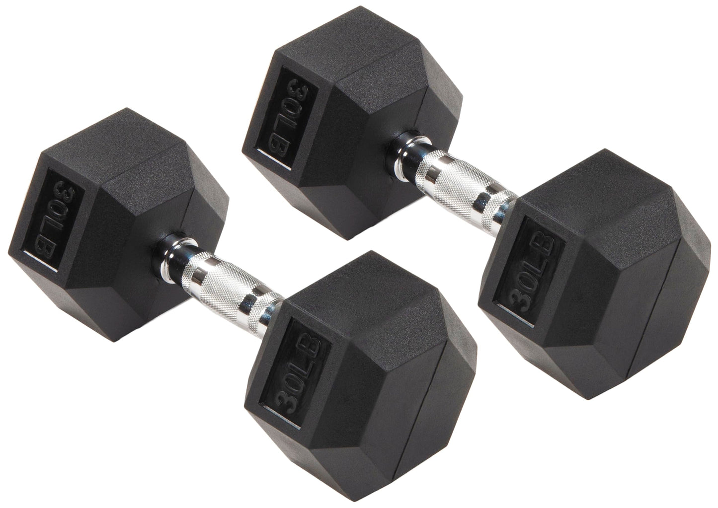 Fitvids Premium Rubber Encased Hex Dumbbell, 30LB Pair