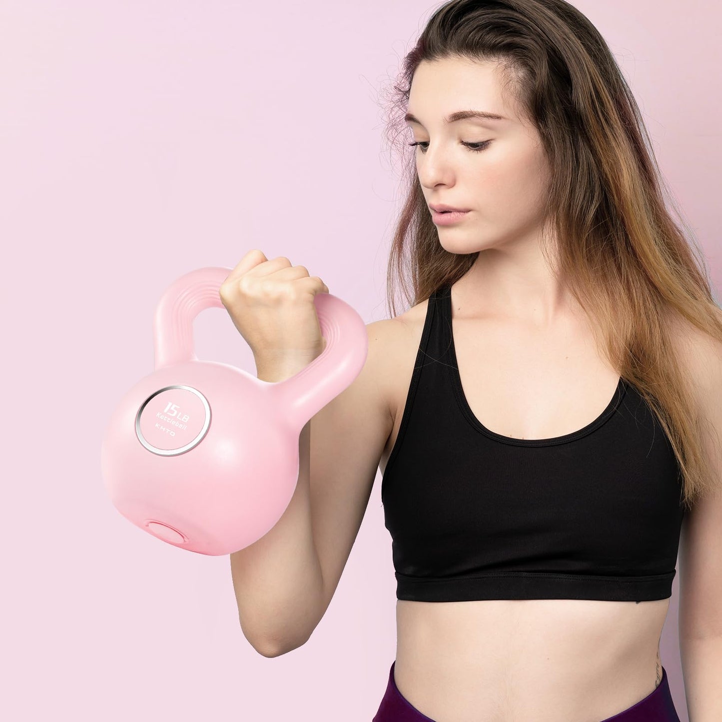 KHTO Kettlebells Fitness Exercise-Pink Strength Training Kettlebell Sets,Dumbbell Weights for Home Gym Equipment(15LB)