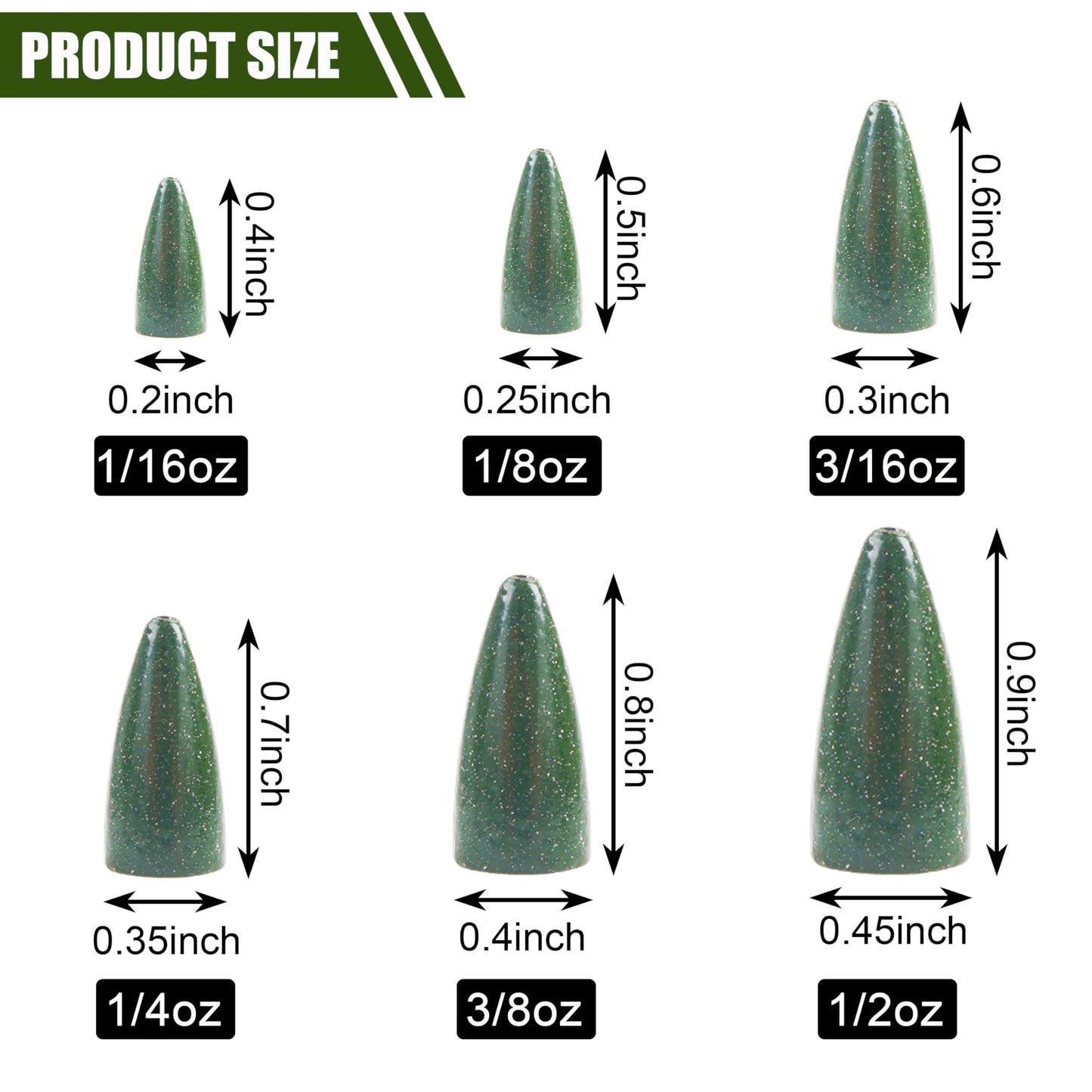 30Pcs Bullet Fishing Worm Slip Sinkers Weights - Texas Rig and Carolina Rig Weights for Bass Fishing Size 1/2oz 3/8oz 1/4oz 3/16oz 1/8oz 1/16oz (1/8oz)