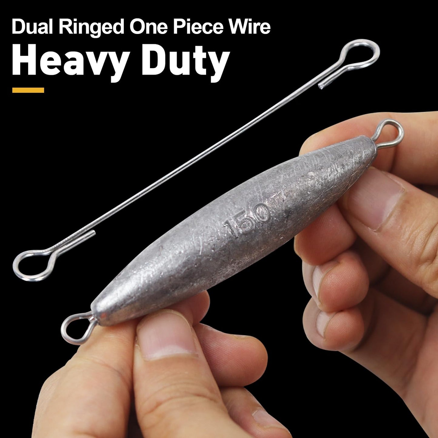 Through Wire Inline Torpedo Sinkers, Saltwater Bullet Fishing Weight for Trolling, Double Ringed One Piece Wire Fishing Weights for Bottom Fishing Surf Fishing 1-5 oz CWSDXM (1oz, 8pcs)