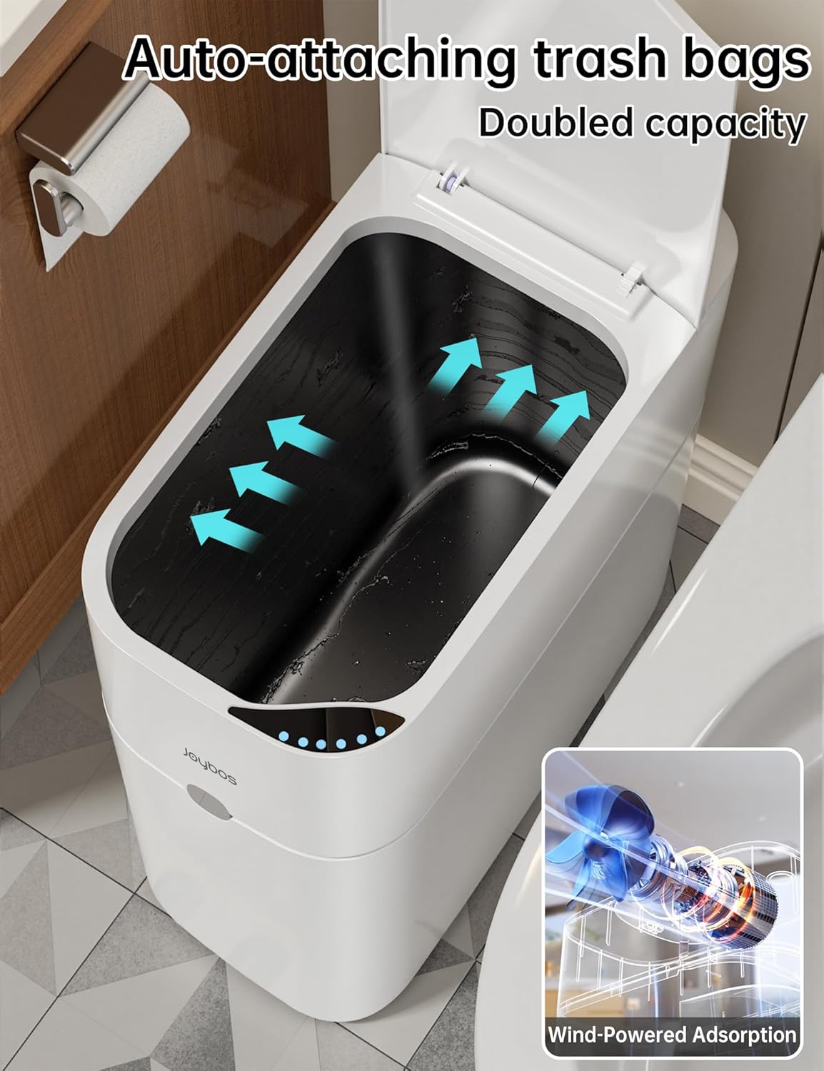 CTIME Touchless Automatic Bathroom Trash Can with Lid - 3 Gallon Slim Motion Sensor Garbage Can for Bedroom, Kitchen, Office - White (6" W x 11" L x 13" H)