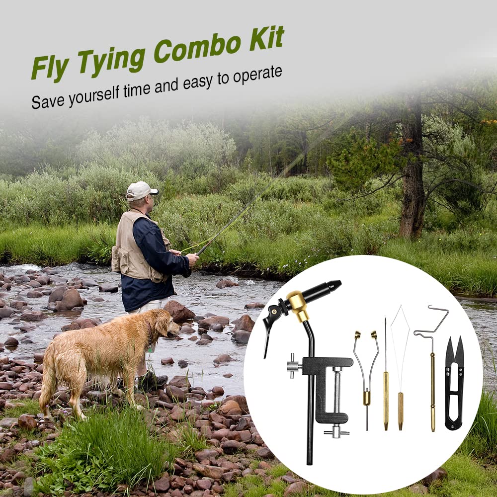 Lixada Fly Tying Tools Kit 5/6PCS with Fly Tying Vise Bobbin Holder Threader Needle Whip Finisher Scissors Fly Tying Kits for Flying Fishing Professionals Beginners