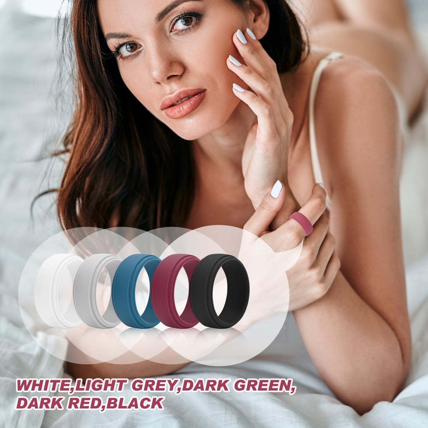 Gdabuzz 5 Packs Wedding Band for Men Women Flexible Comfort Sport Silicone Ring (21.1)