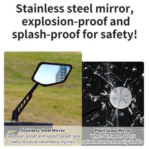 SUKOUSRAM Handlebar Bike Mirror Scratch Resistant HD Glass Lens 360° Rotatable Ajustable Safe Rearview Bike Mirror for Road Mountain Bike Scooter Moto E-Bike,Right
