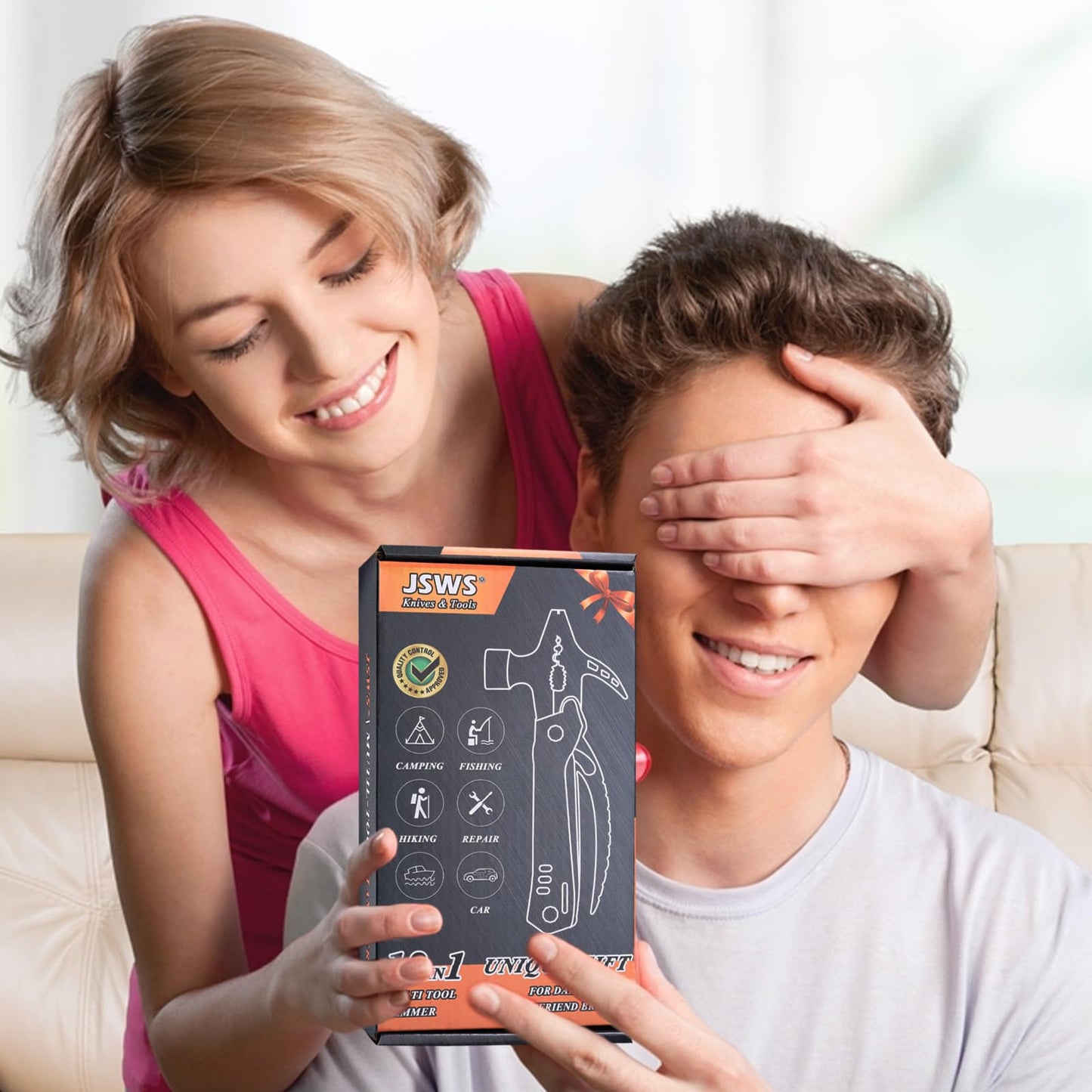 JSWS Christmas Gifts for Dad from Daughter Son Gifts for Men-Multi tool Camping Hiking Survival Gear 12-in-1 Hammer Multitool Cool Gadgets for Men-Christmas Stocking Stuffers for Men Dad Mens Gifts