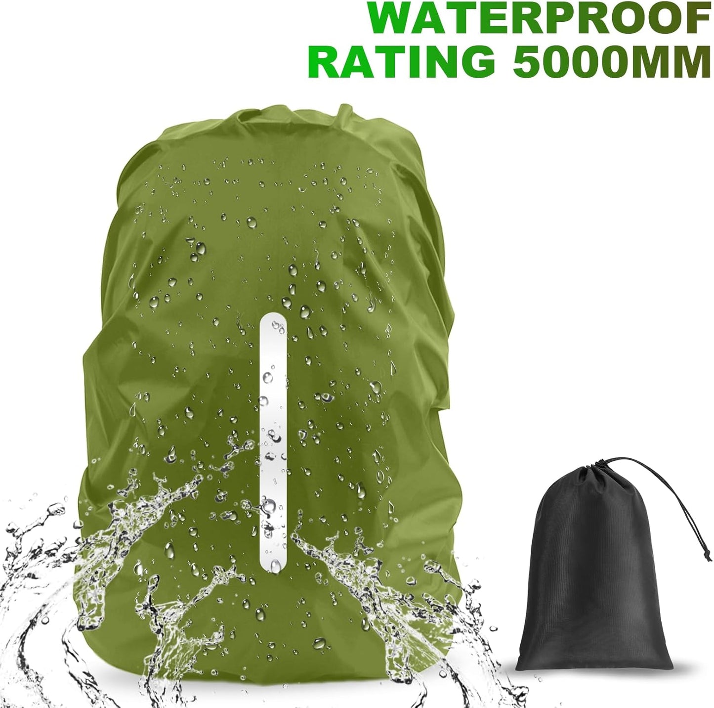 LAMA 2pcs Waterproof Rain Cover for Backpack, Reflective Rainproof Protector for Anti-dust and Anti-Theft M 30L-40L Black