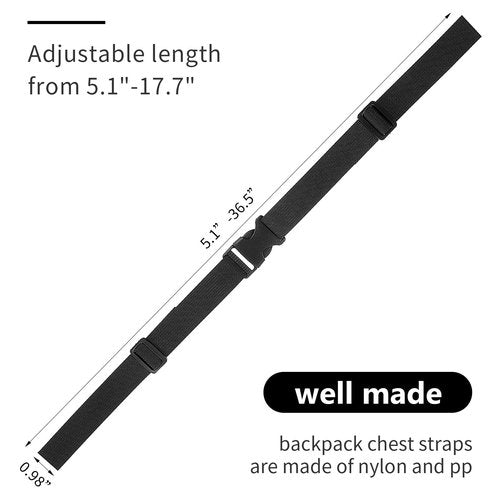 Ymapinc 2Pcs Adjustable Backpack Chest Strap Replacement Chest Strap Waist Strap Sternum Strap Chest Harness Secures Chest Belt with Snap Buckles for Fabric Backpack Straps,Black