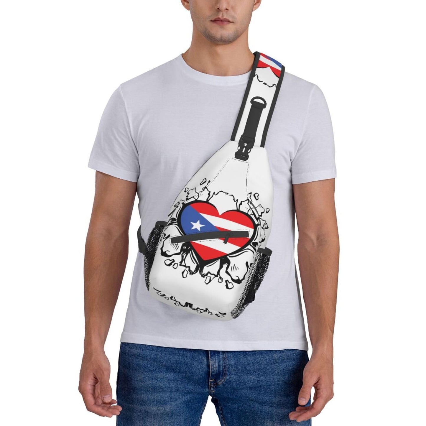 Puerto Rico Flag Sling Bag,Multipurpose Crossbody Backpack Shoulder Chest Bag for Women Men Travel Hiking Daypack