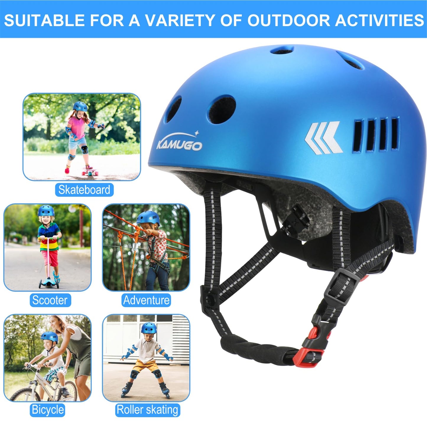 KAMUGO Kids Bike Helmet for Girls Boys Ages 2-8 Years, Toddler Bicycle Helmet Suitable for Skateboard Scooter Roller Skating Inline Roller Skating