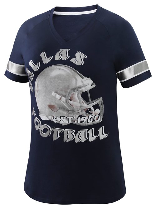 Womens City Football Fans Athletic V Neck Tee Shirts - Navy Size: Small