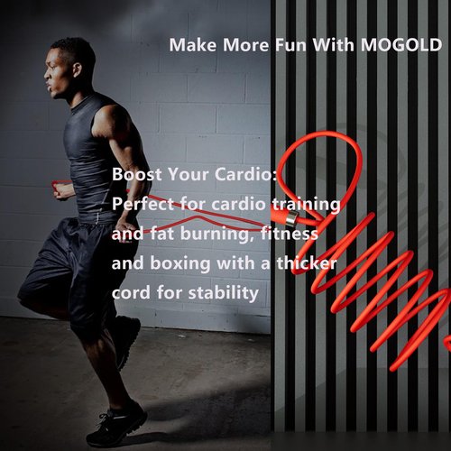 Mogold Fitness Jumping Ropes -Dual-Ball Bearing - Durable Shatterproof Outdoor - Light Weight and Tangle Free - Length Adjustable skipping rope for Boys&Girls