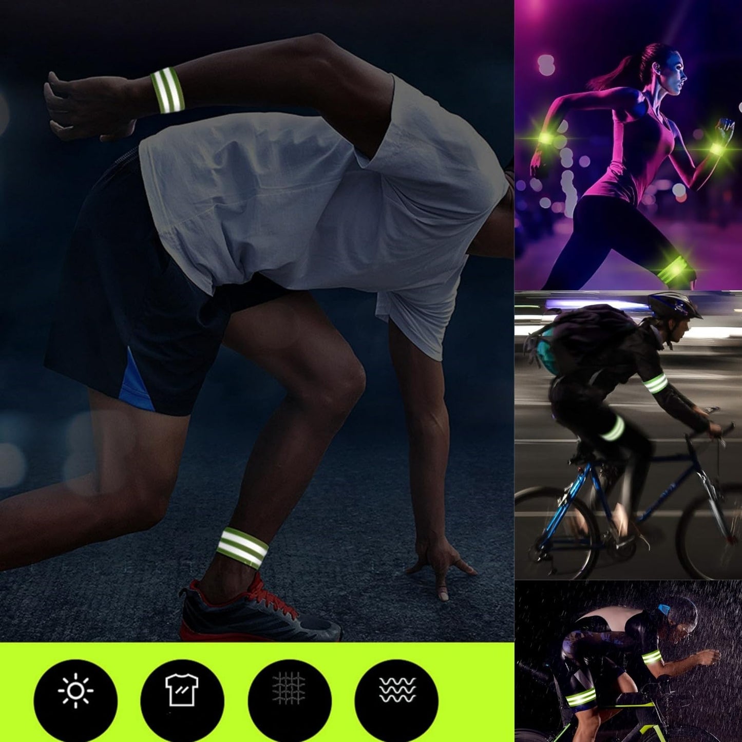 Kamozimi Reflective Bands for Night Walking Reflective Arm Bands Set of 6 Double Reflective Bands for Outdoor Cycling, Hiking, Jogging, Motorcycle Riding or Running