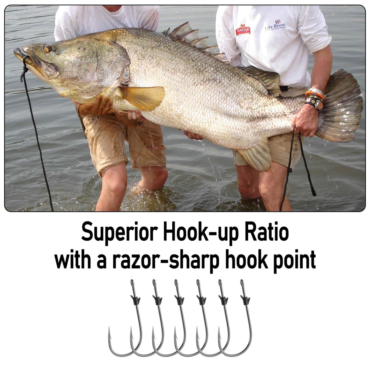 Dr.Fish 20 Pack Heavy Cover Hooks for Flipping and Punching, Bass Fishing Hook, Neko Rig/Wacky Rig, Round Bend Straight Shank Worm Hook Freshwater #4/0
