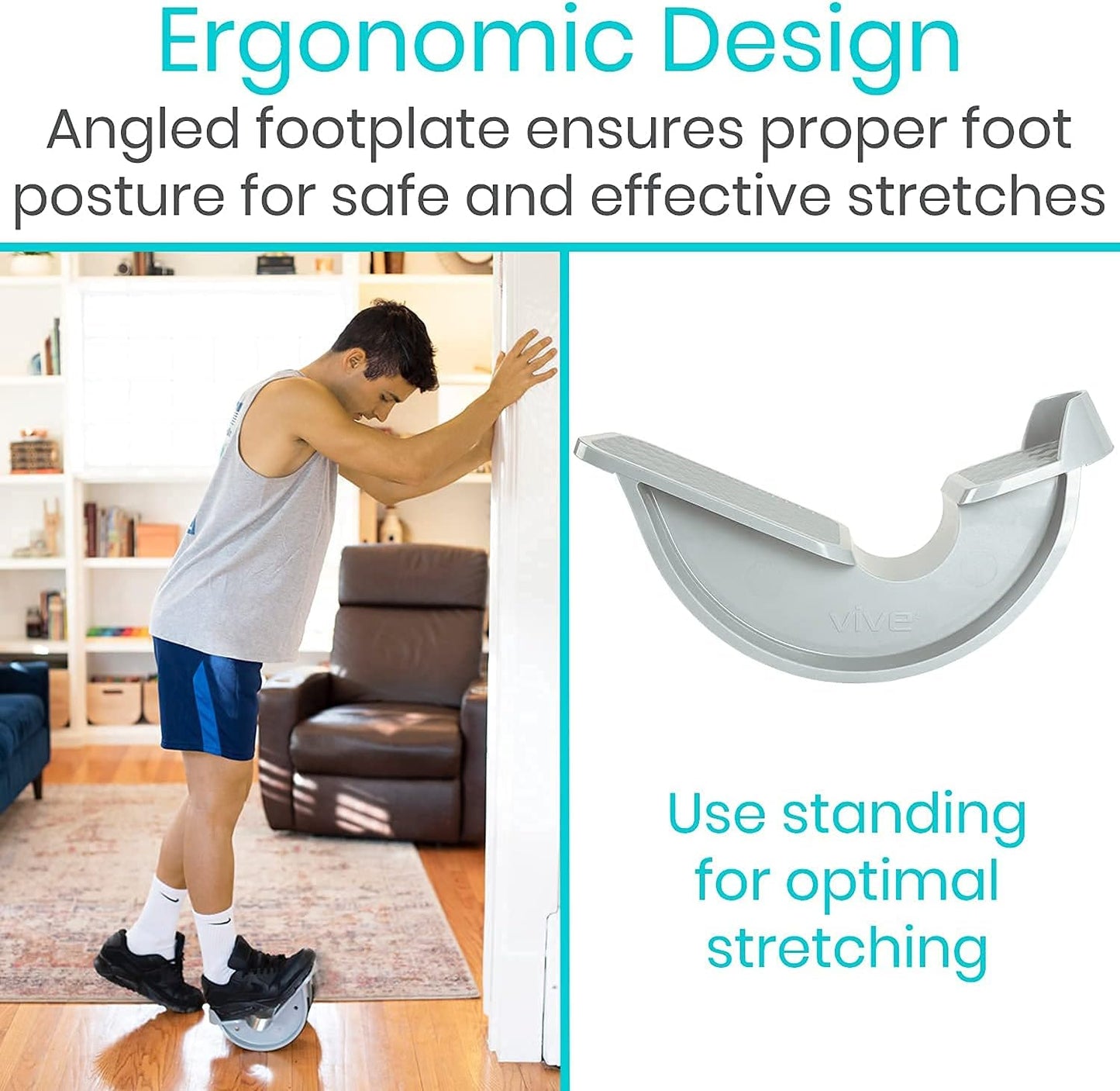 Vive Foot Rocker - Calf Stretcher for Achilles Tendinitis, Heel, Feet, Shin Splint, Plantar Fasciitis Pain Relief - Stretches Strained Leg Muscle - Ankle Wedge Stretch Improves Flexibility