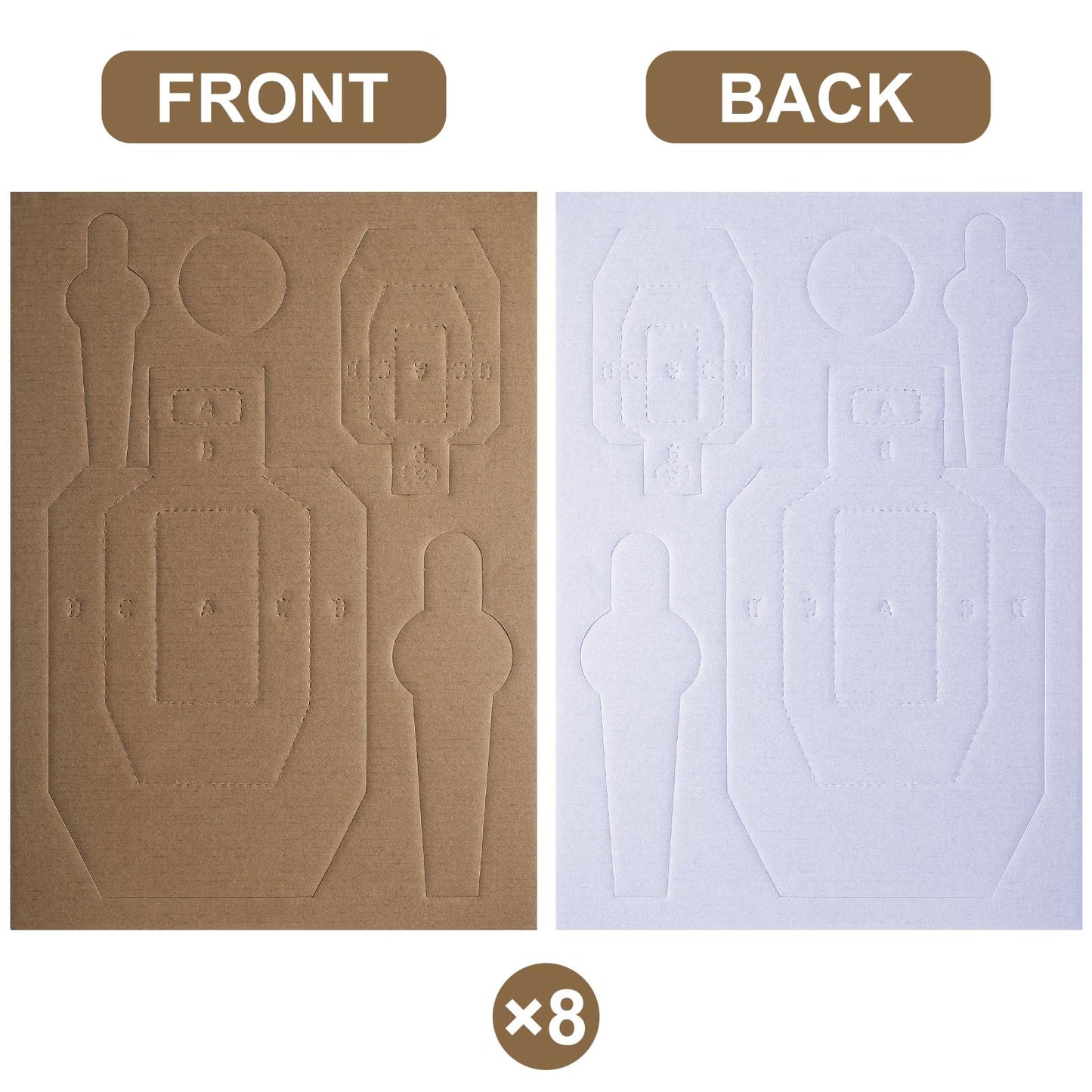 8 Set 40 Pcs Dry Fire Targets in Reduced Scale Cardboard Targets for Shooting Silhouette Competition Torso Range Shooting Practice Tactical