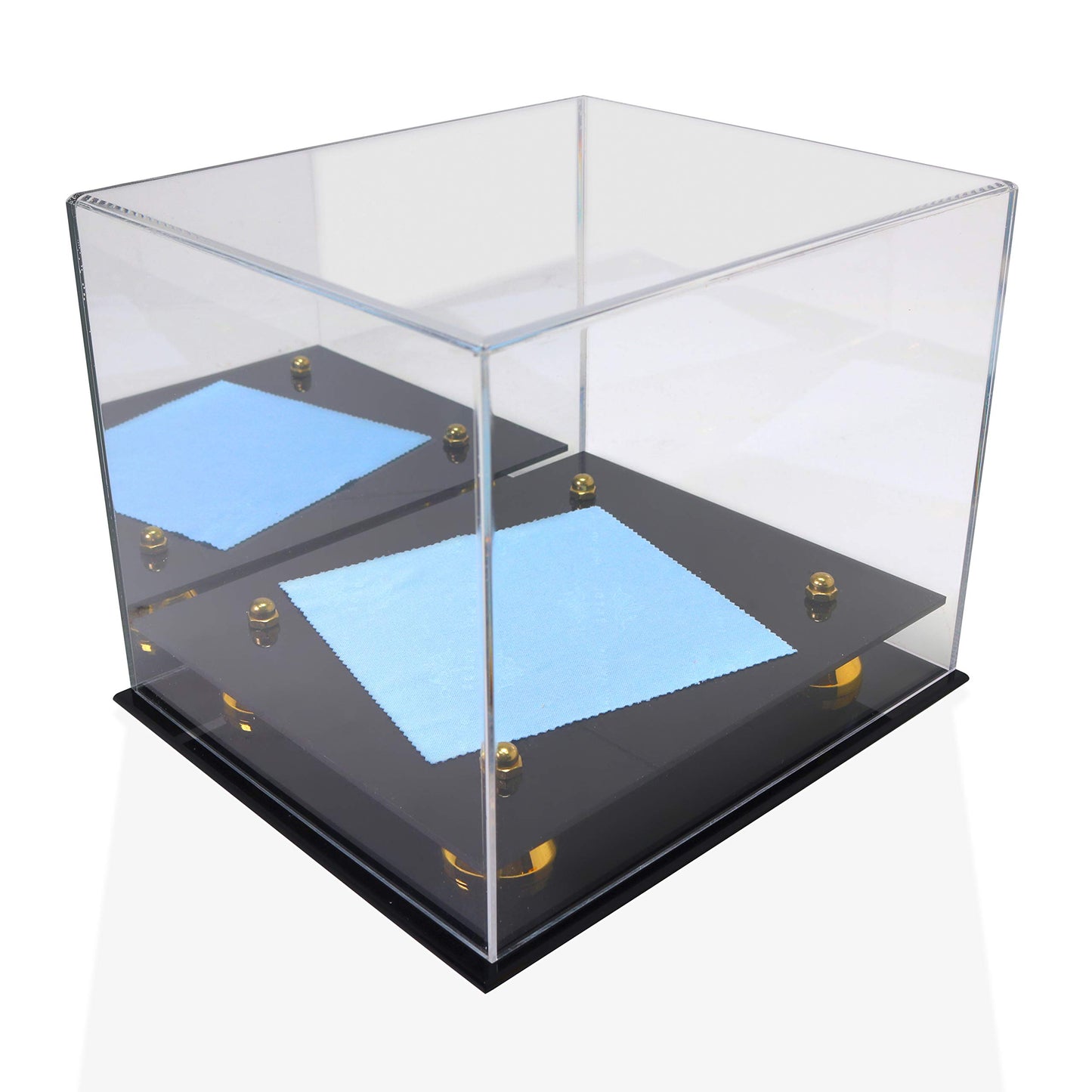 Katai - Set of 2 Crystal Clear Hat Display Cases - UV Resistant Acrylic Cap Holder Stand, Perfect for Baseball, Football or Snapback Caps - Complete with Microfibre Cloth