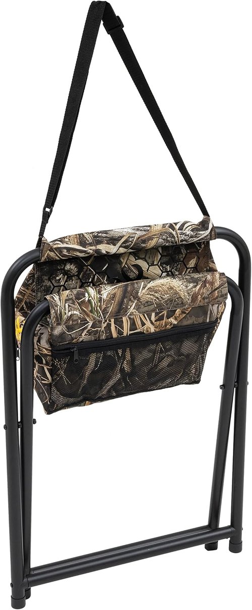 Browning SteadyReady Hunting Chair - Compact and Foldable Steel Frame Stool with Exra-Wide Angled Anti-Slip Seat and Realtree Max-7 Camo Pattern