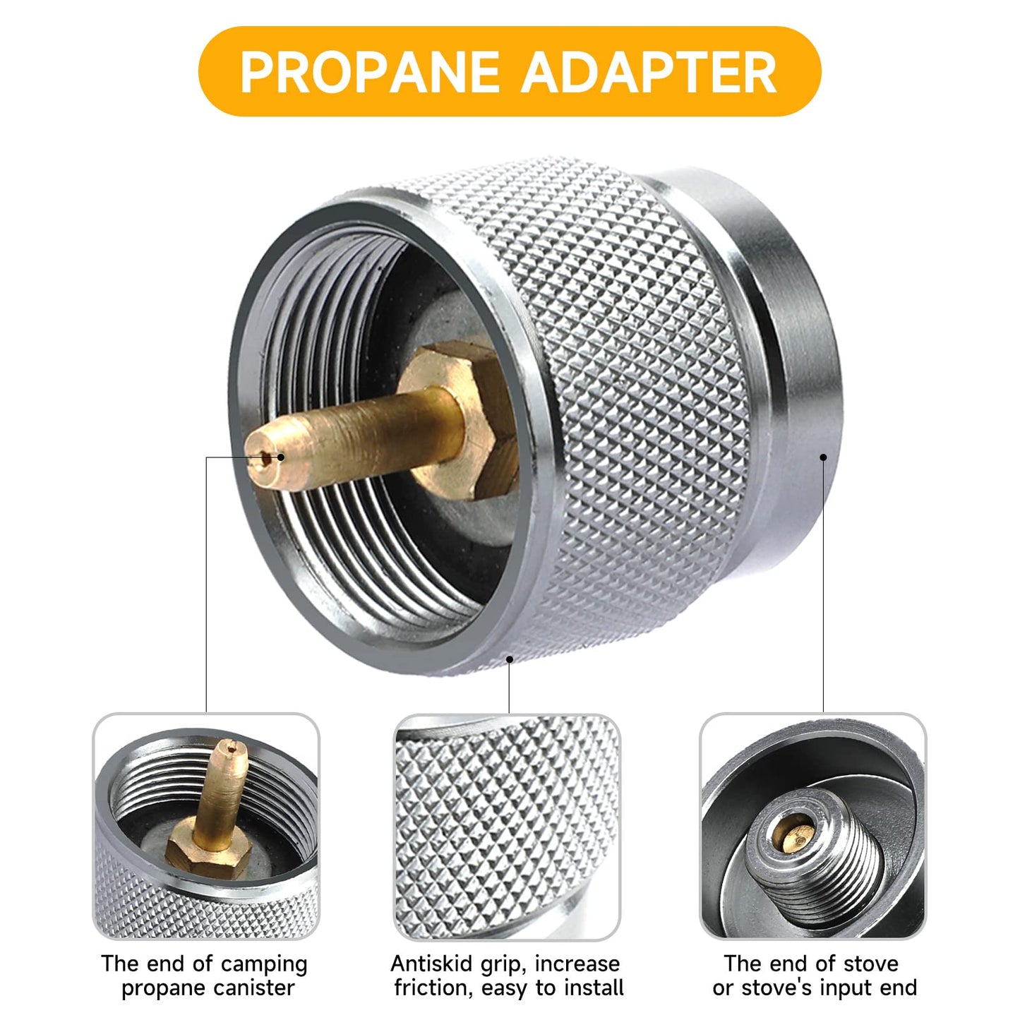 SAN LIKE 2pcs Camping Stove Adapter Butane Canister Adapter EN417 Lindal Valve Canister Shifter Propane Adapter Isobutane Fuel Canister with Exhaust Air Pressure Button