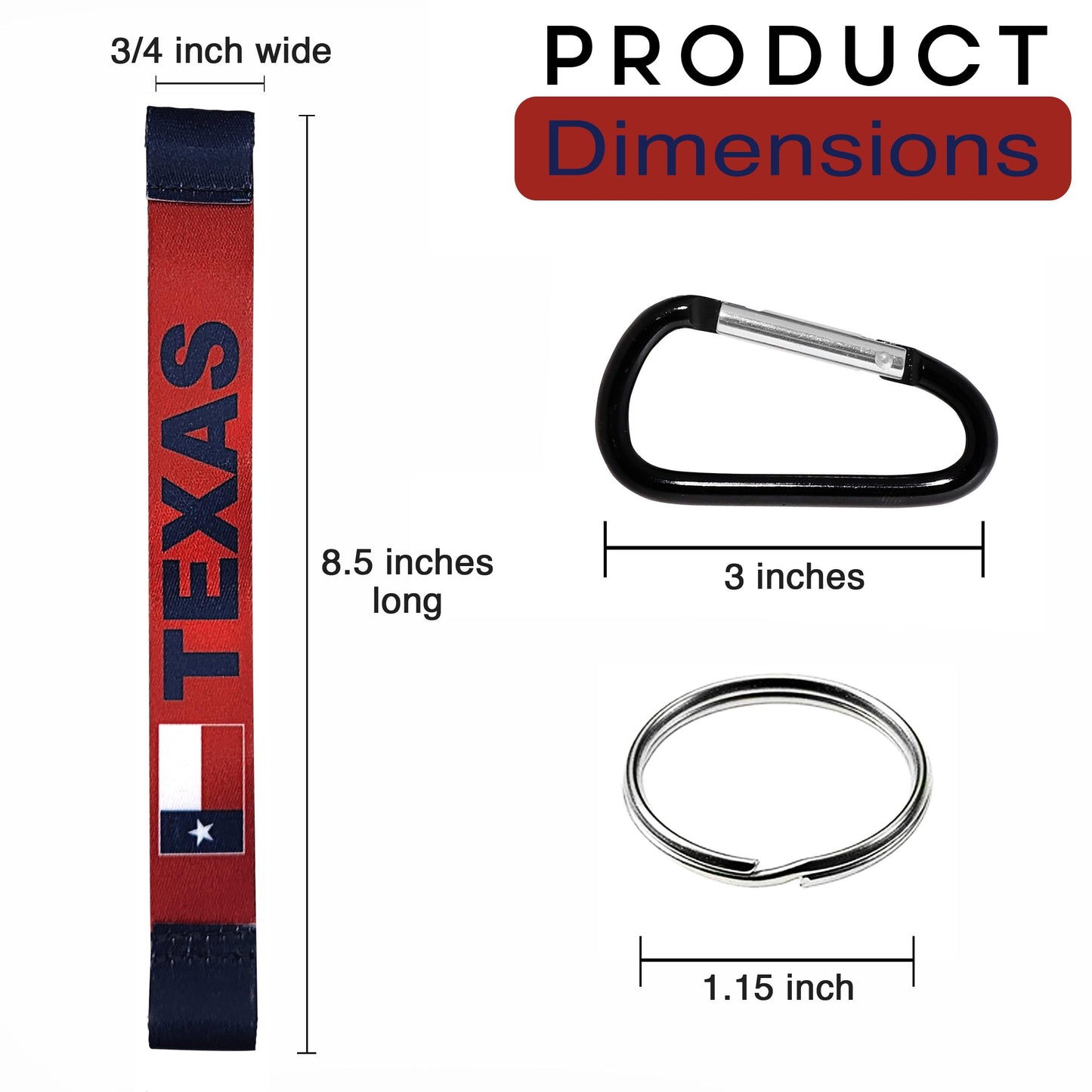 Texas Carabiner Keychain for Car Keys - Water Bottle Clip for Backpack - Belt Clip for Keys Fob ID Wallet - Work Keychain for Men Boyfriend Him Women - Caribiner Key Holder for Pants Jean
