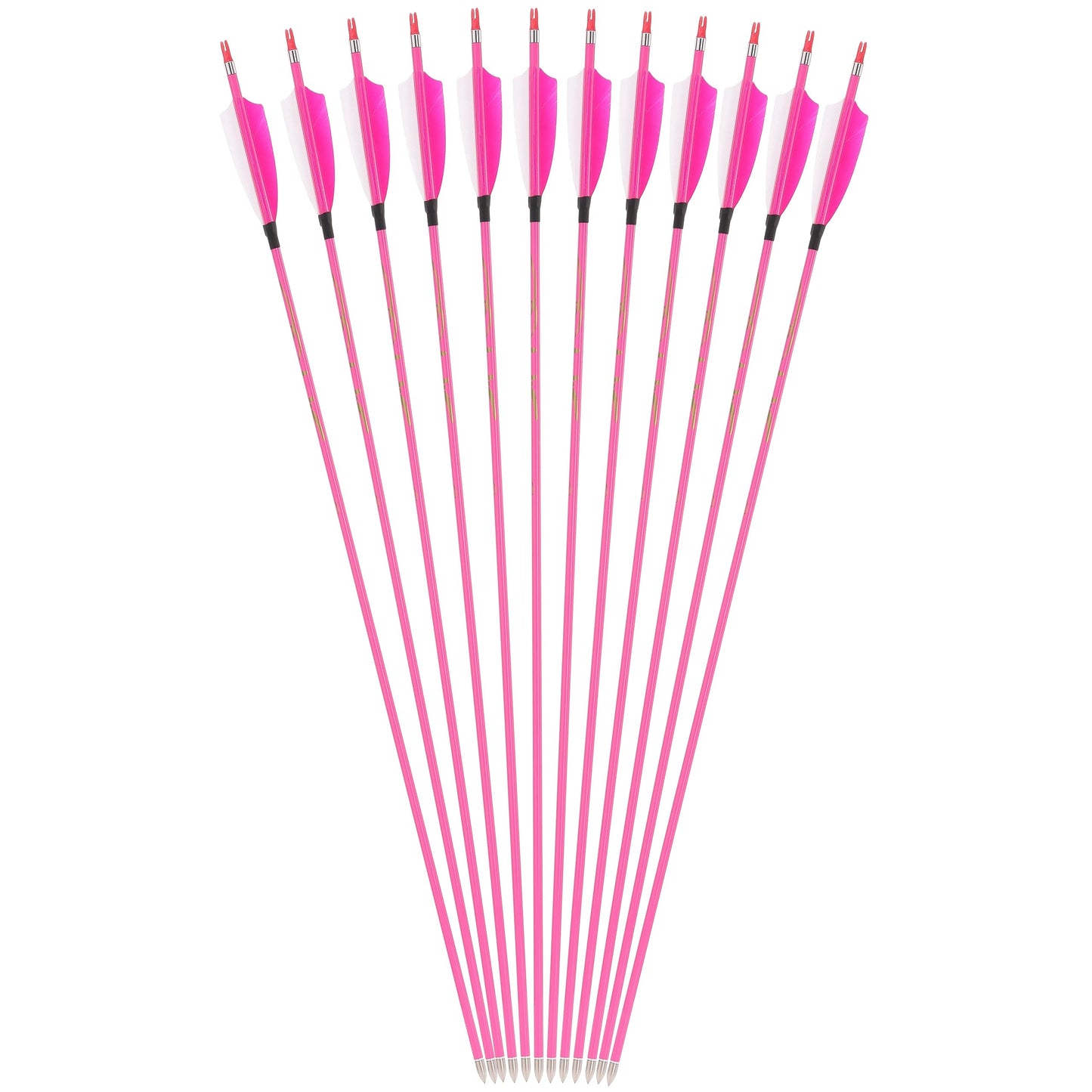 annastar 30" Carbon Feather Arrows Practice Hunting Arrows Spine 300 340 400 500 600 700 800 for Recurve Bow & Compound Bow (12 pcs) (30inch Spine 600, Blush Pink)
