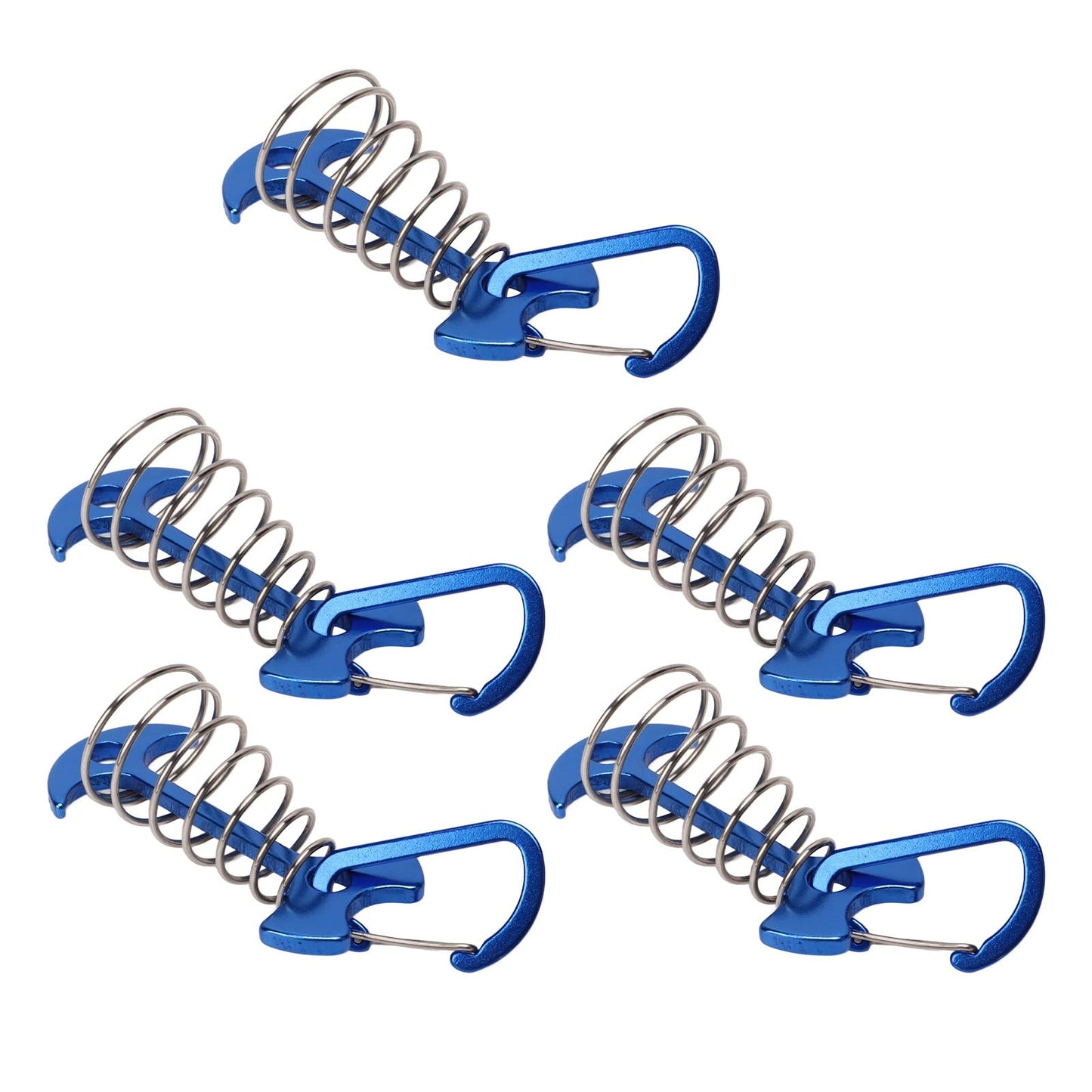 Socobeta Fishbone Tent Stakes, Easy Locking Tent Fixing Anchor Pegs Anti Slip 5pcs Adjustable Sturdy Spring Buckle Aluminum Alloy for Traveling(Blue)