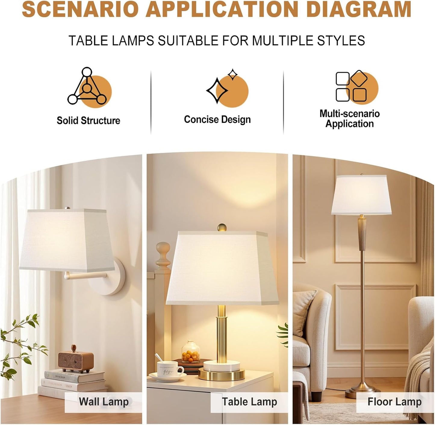 Rectangle White Lamp Shade, Square Large Linen Lamp Shades, Top 7"x12.5", Bottom 9"x15", Height 9.8", Includes 1 Harp Holder,2 Adapters, Fits Table,Floor and Wall Lamp Shades, Easy Assembly